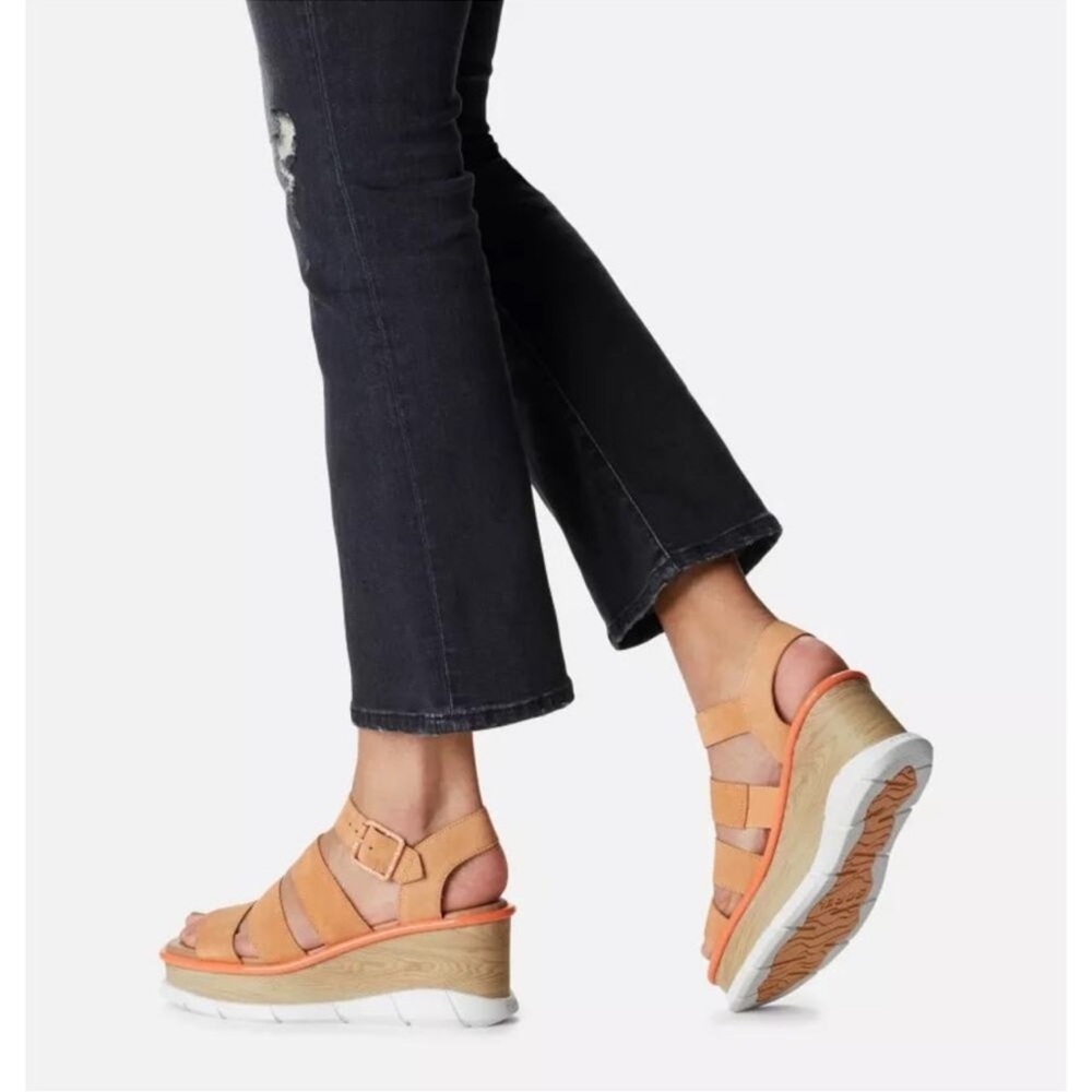 Sorel Peach/Tan Wedge Sandals